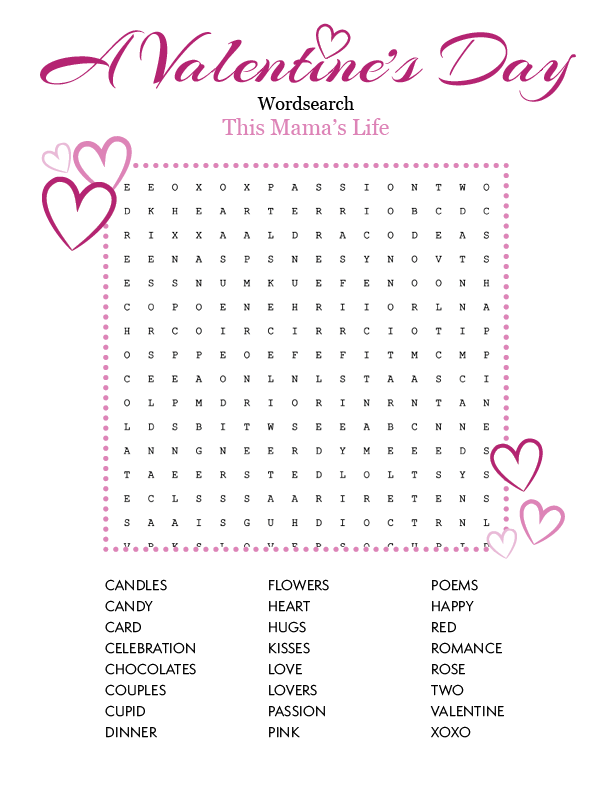 Wordsearch-Valentine's Day-1