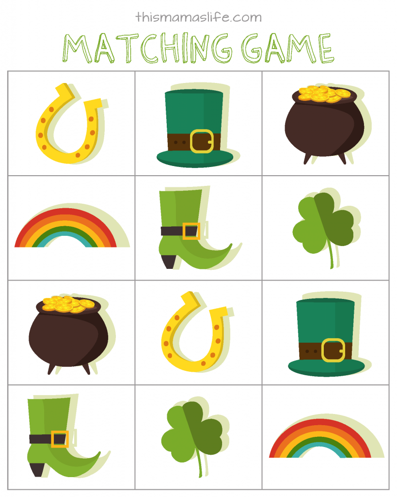 St Patricks Day-Kids Activity Set-3-matching