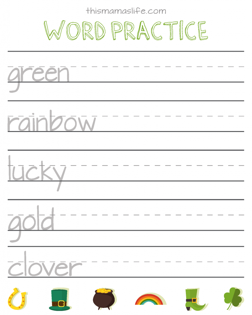 St Patricks Day-Kids Activity Set-3-writing