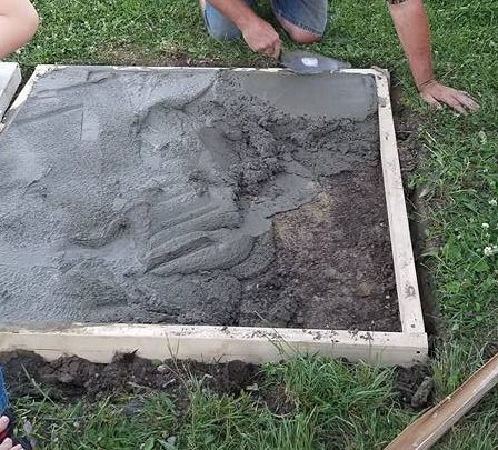 Then mixed and poured the cement. 