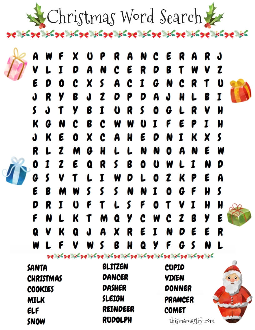 Printable Santa Claus Word Search: A Fun Christmas Activity - This Mama ...
