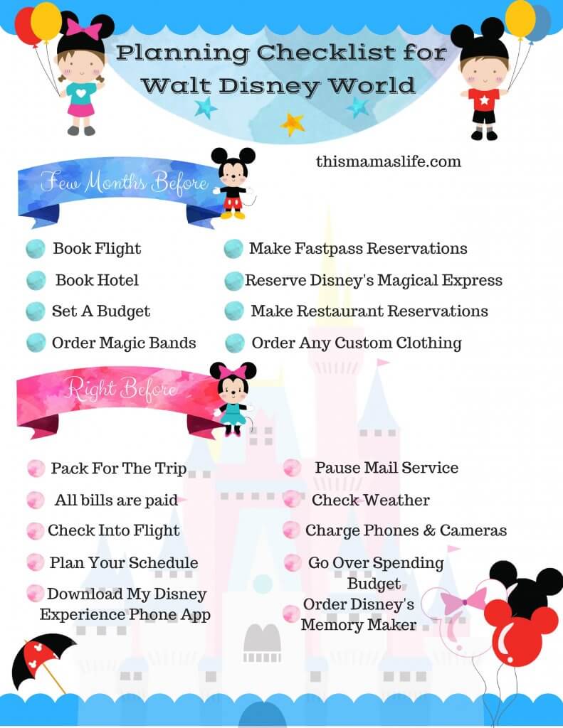 Disney World Planning Long/Short Term Checklist with Printable This