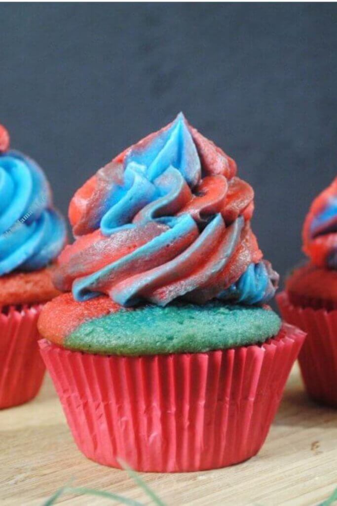 Blue and Red Cupcakes